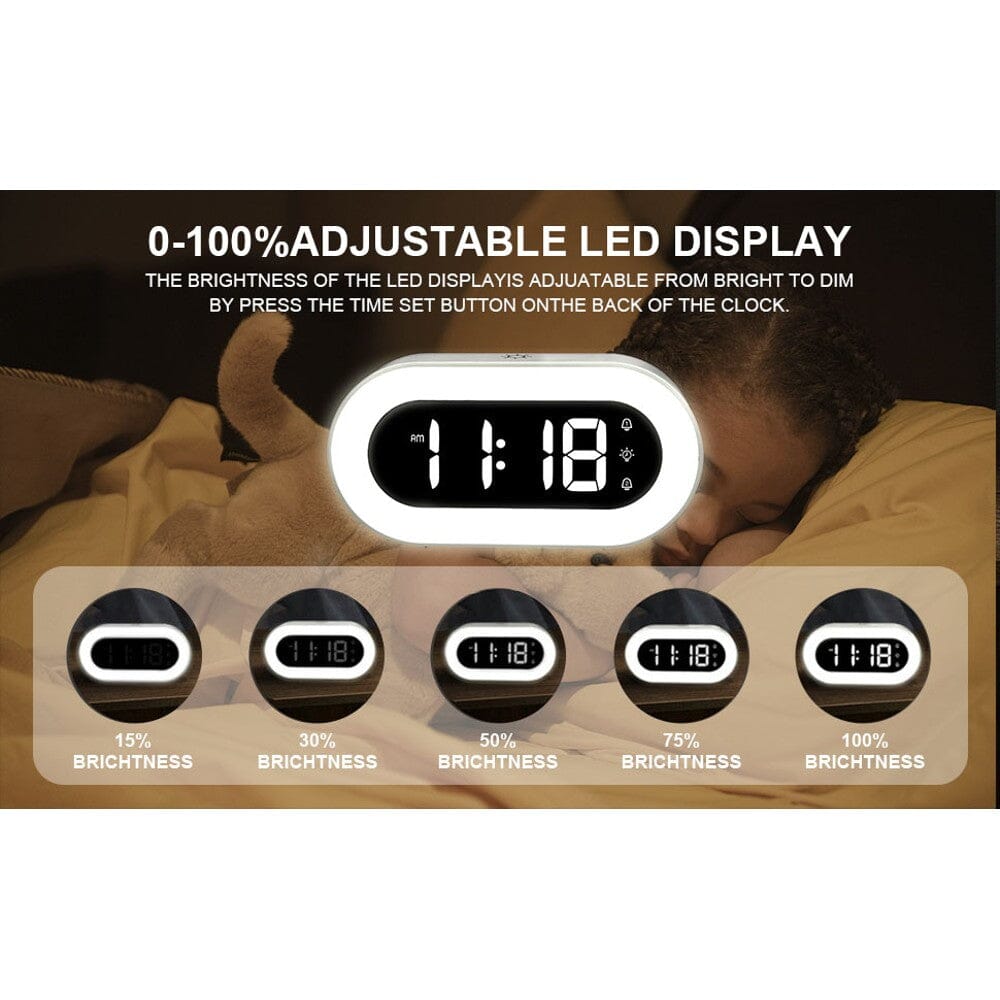 LED Digital Alarm Clock with Night Light – Dual Alarm – Dimmer – Adjustable Alarms Household Appliances - DailySale