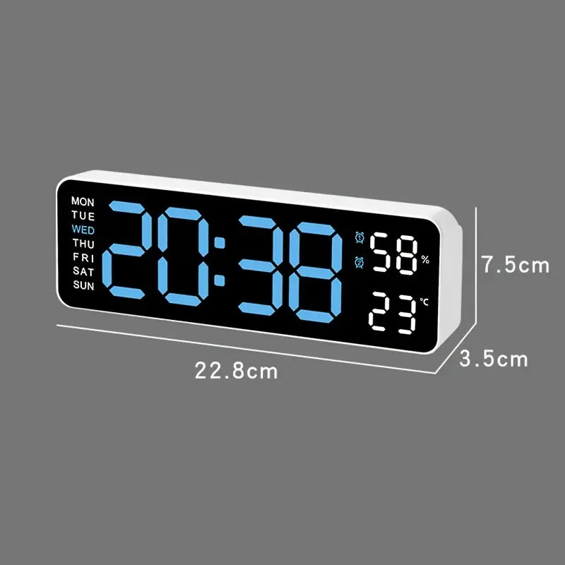 LED Digital Wall Clock with Large Display, Temperature & Humidity, Auto Light Sensor Household Appliances - DailySale