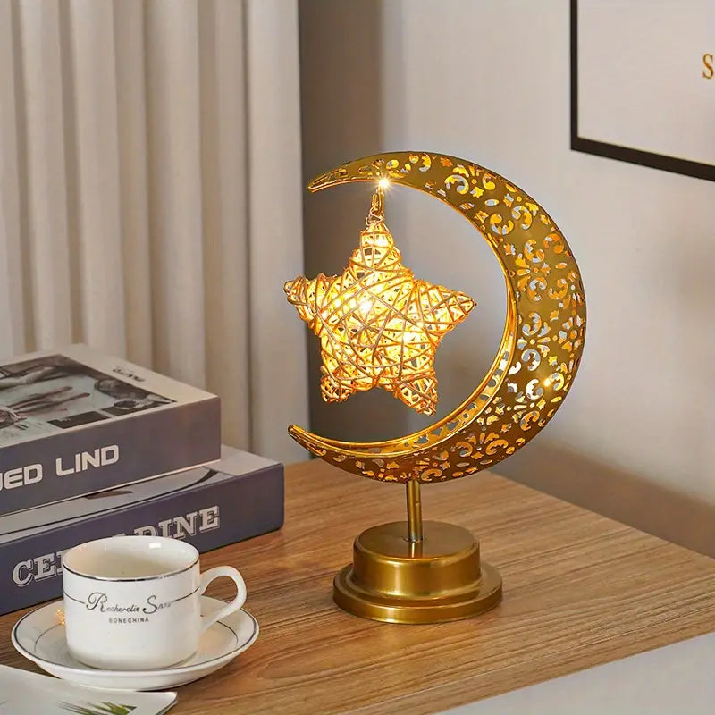 LED Iron Moon Lamp Indoor Lighting Rattan Star - DailySale