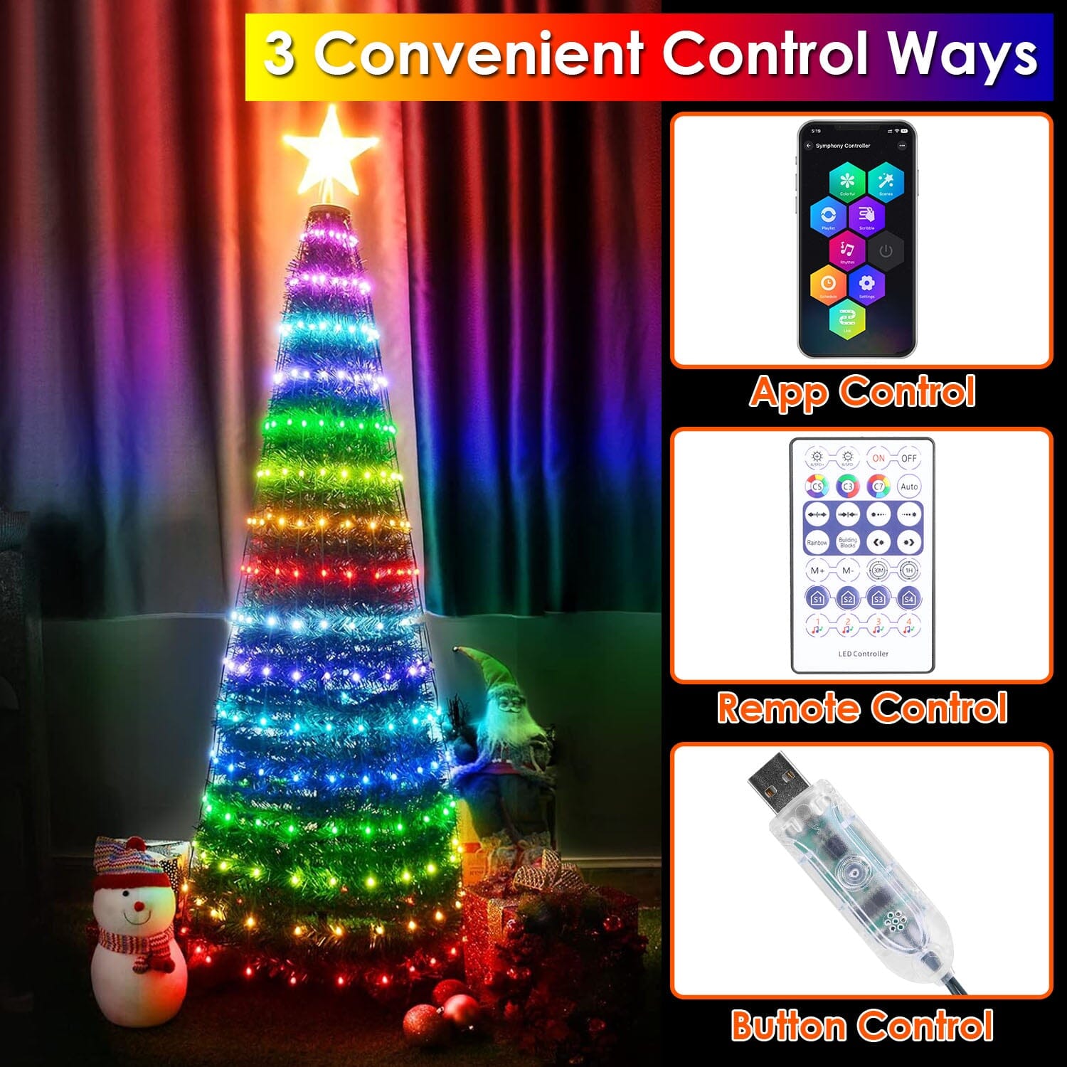 LED Lights Collapsible Christmas Tree Light with Remote App Control Holiday Decor & Apparel - DailySale