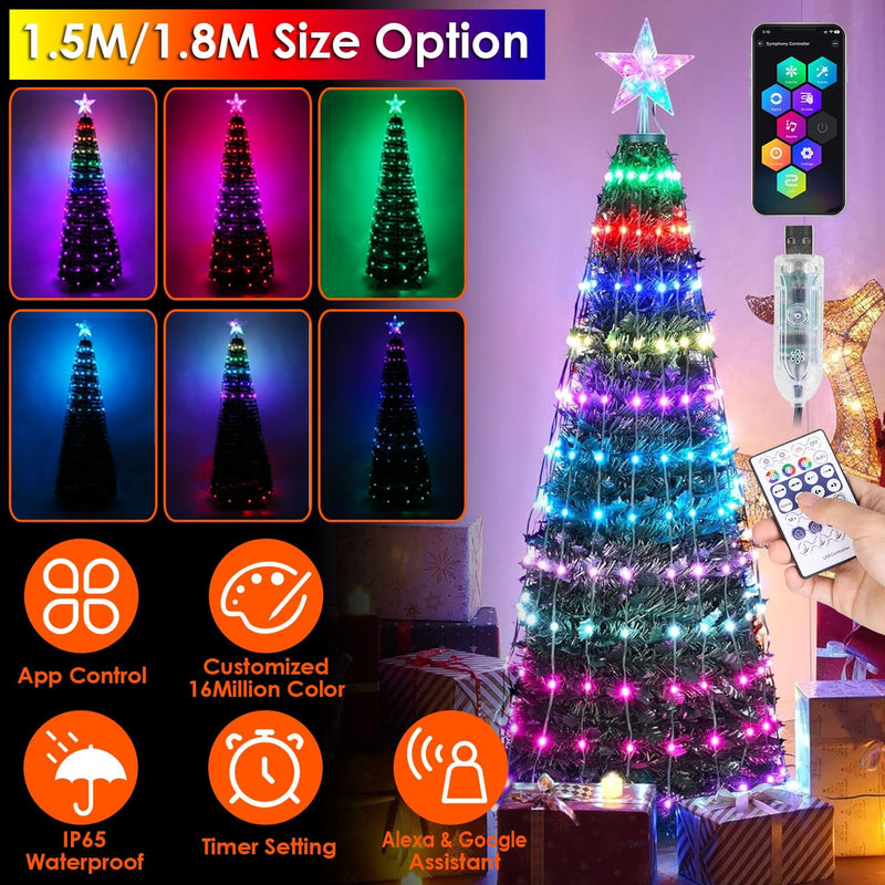 LED Lights Collapsible Christmas Tree Light with Remote App Control | 1.5m