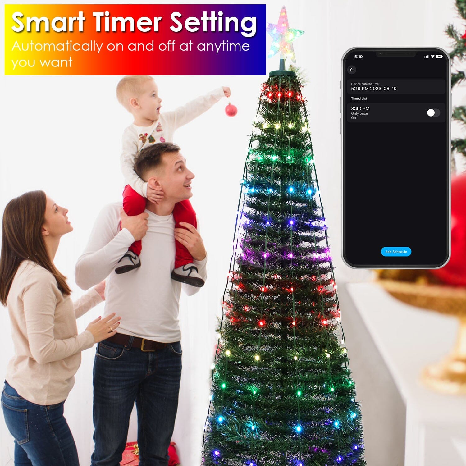 LED Lights Collapsible Christmas Tree Light with Remote App Control Holiday Decor & Apparel - DailySale