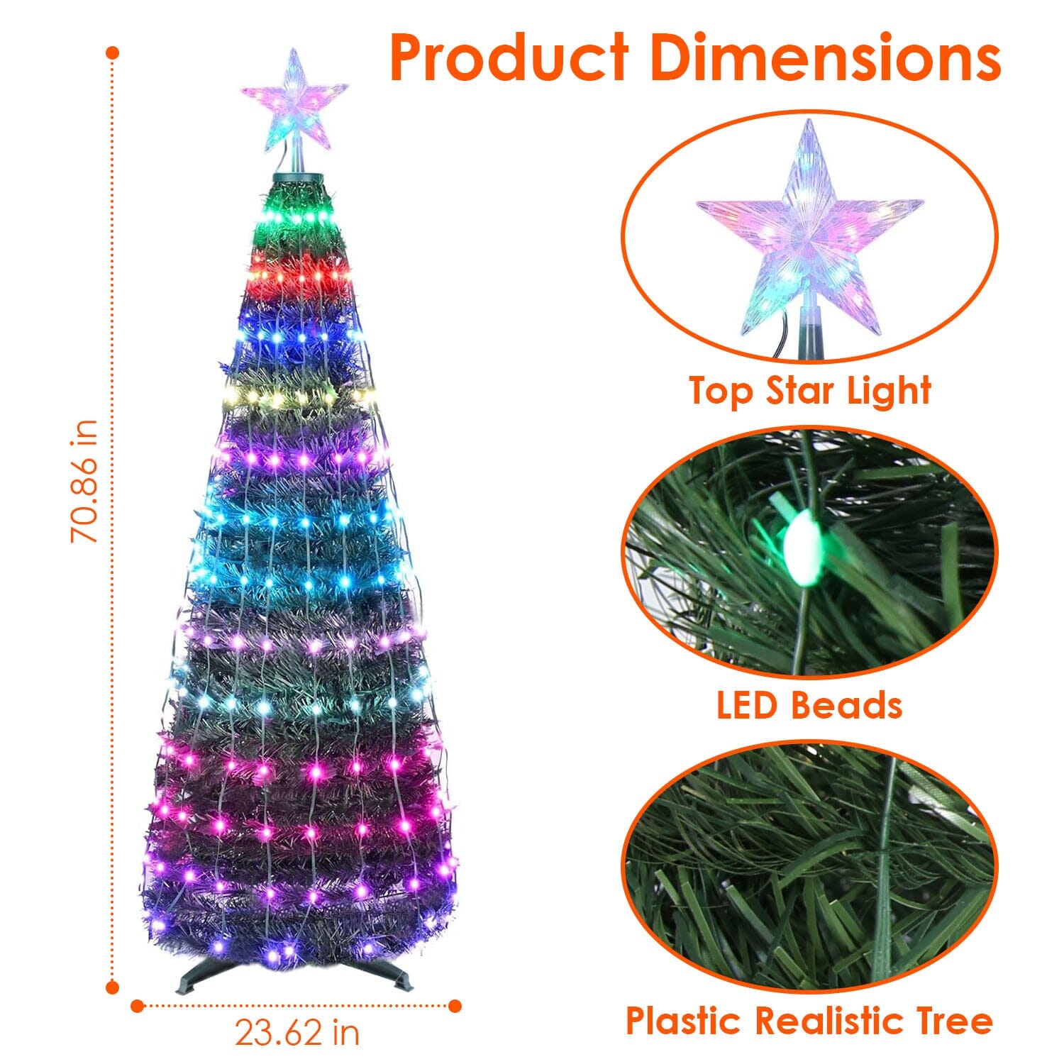 LED Lights Collapsible Christmas Tree Light with Remote App Control Holiday Decor & Apparel - DailySale