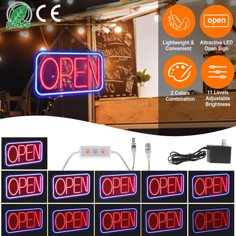 LED Open Sign Advertisement Board with 11 Levels Adjustable Brightness Indoor Lighting - DailySale