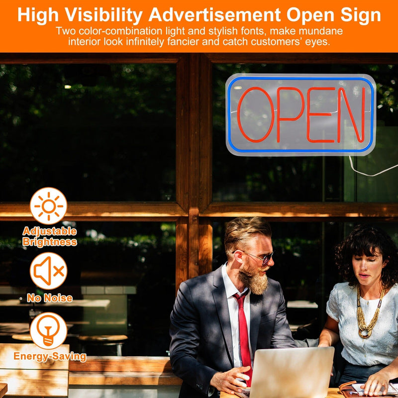 LED Open Sign Advertisement Board with 11 Levels Adjustable Brightness Indoor Lighting - DailySale