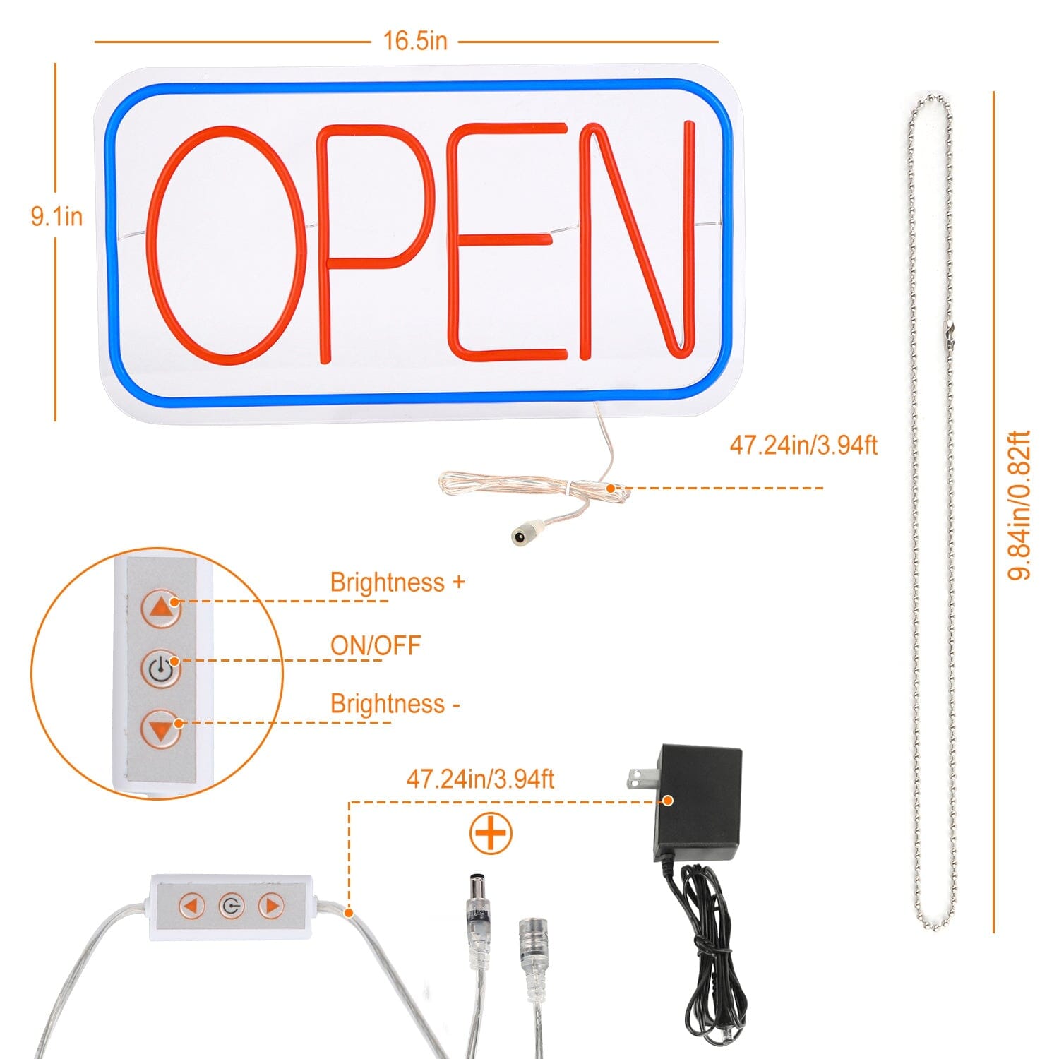 LED Open Sign Advertisement Board with 11 Levels Adjustable Brightness Indoor Lighting - DailySale