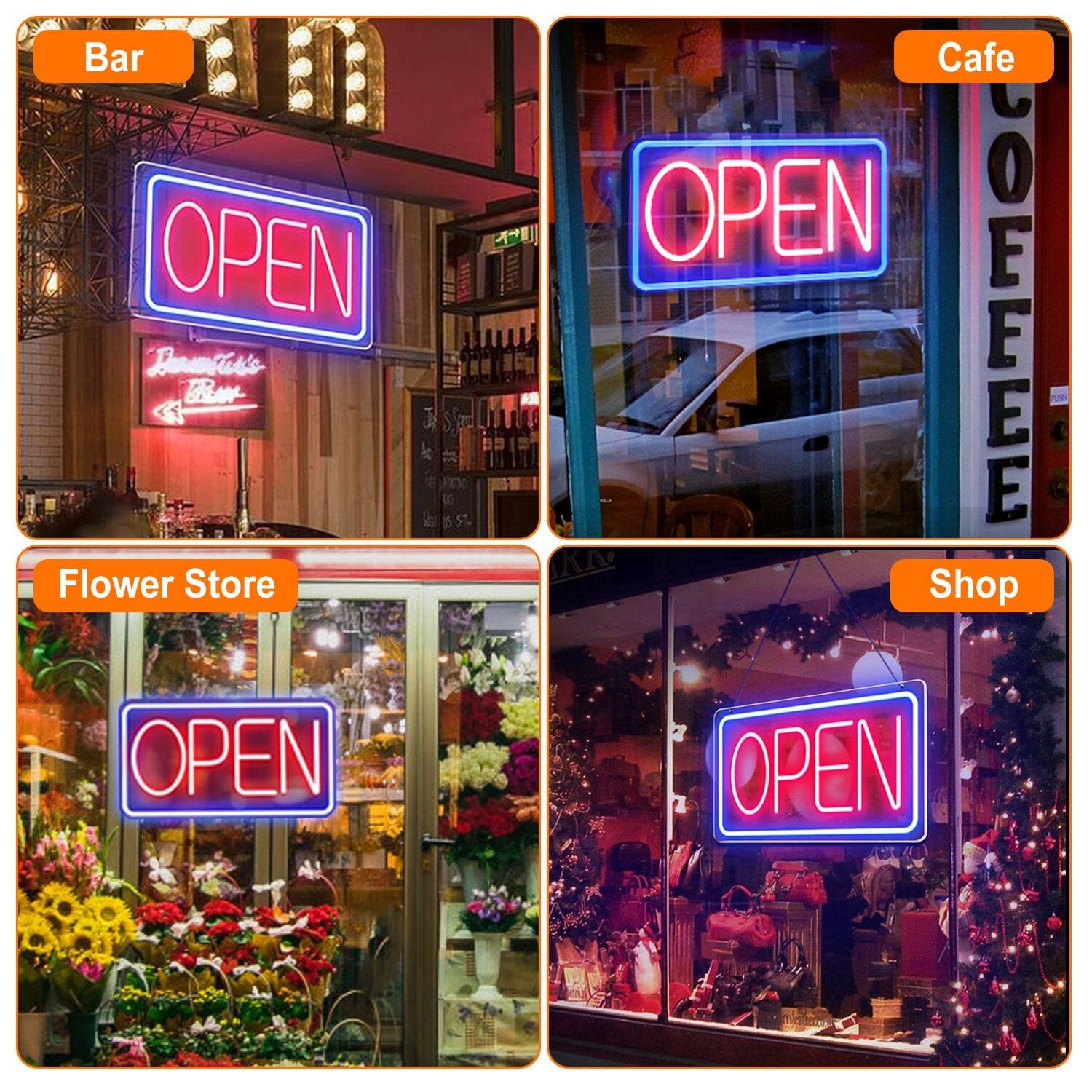 LED Open Sign Advertisement Board with 11 Levels Adjustable Brightness Indoor Lighting - DailySale