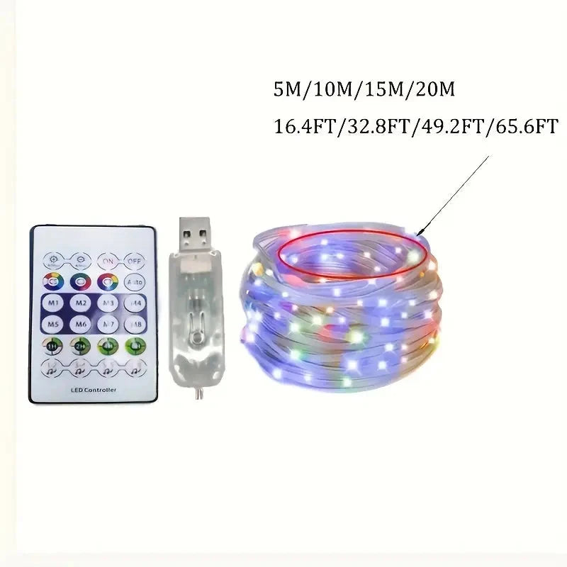 LED Rope Lights Outdoor, RGB Remote Control Fairy String Lights Plug In With 200 LEDs String & Fairy Lights - DailySale