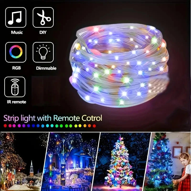 LED Rope Lights Outdoor, RGB Remote Control Fairy String Lights Plug In With 200 LEDs String & Fairy Lights - DailySale