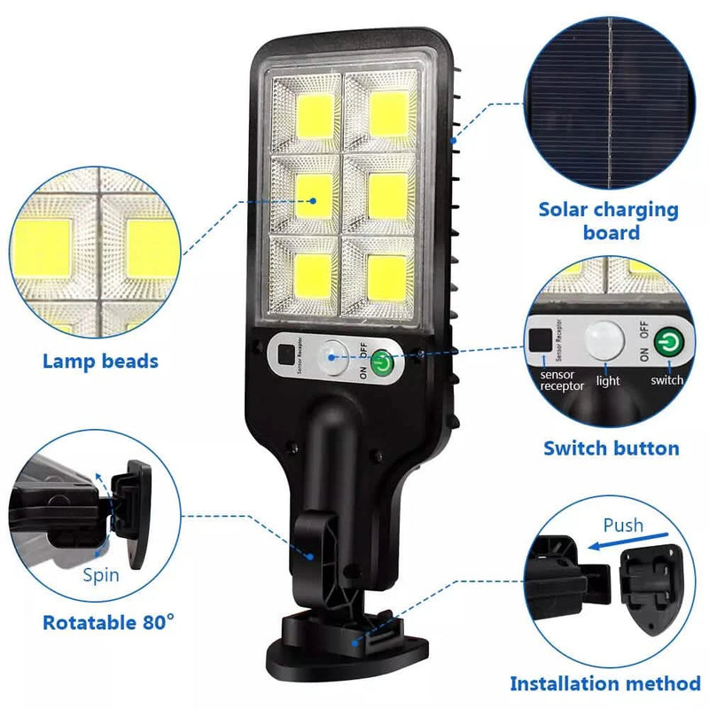 LED Solar Light Motion Sensor 3 Modes Flood Lamp Outdoor Street Wall Yard Garden Outdoor Lighting - DailySale