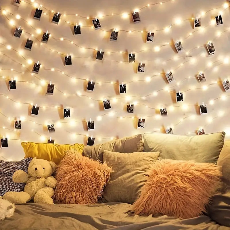 LED String Lights with 40 Wooden Clips String & Fairy Lights - DailySale