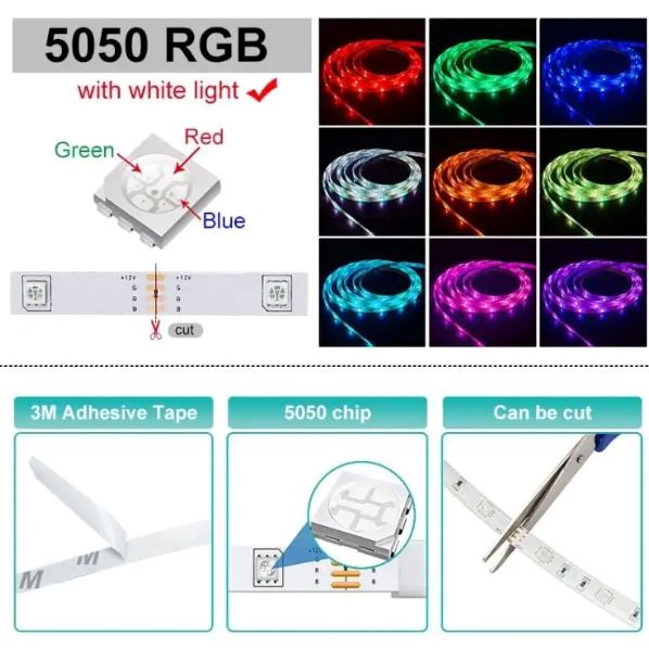 LED Strip Lights 16 Feet RGB LED Lights with Remote String & Fairy Lights - DailySale