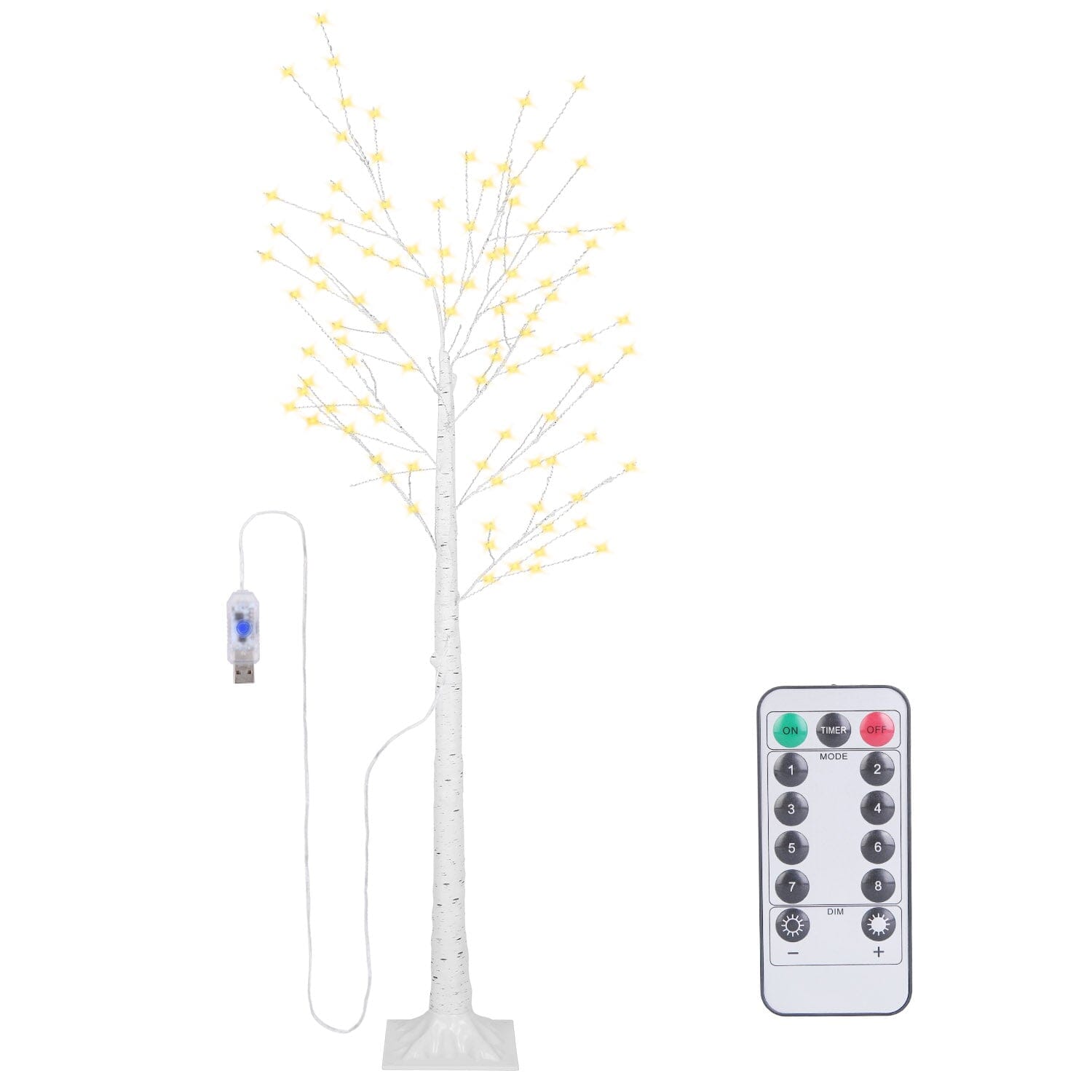 Lighted Birch Tree Artificial White Birch Tree Wig with 8 Warm White Lighting Modes Garden & Patio - DailySale