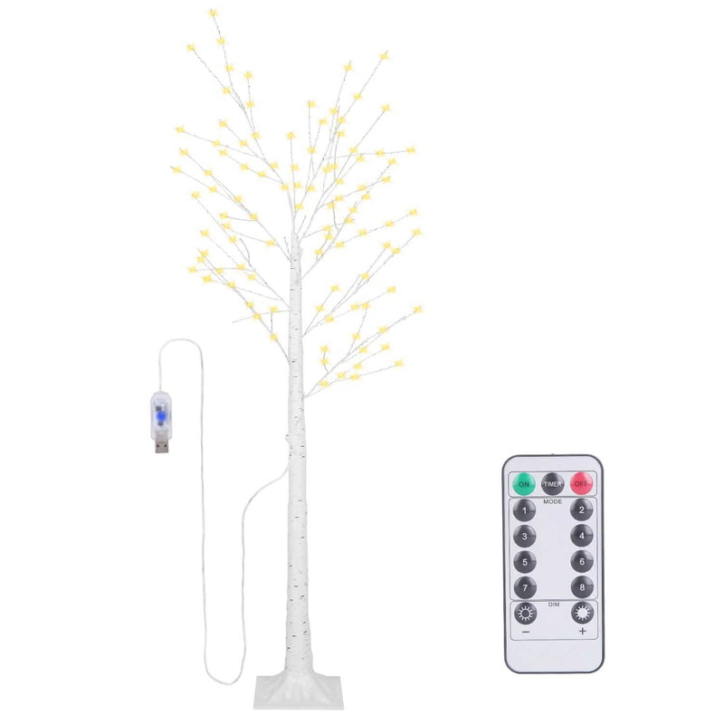 Lighted Birch Tree Artificial White Birch Tree Wig with 8 Warm White Lighting Modes Garden & Patio - DailySale