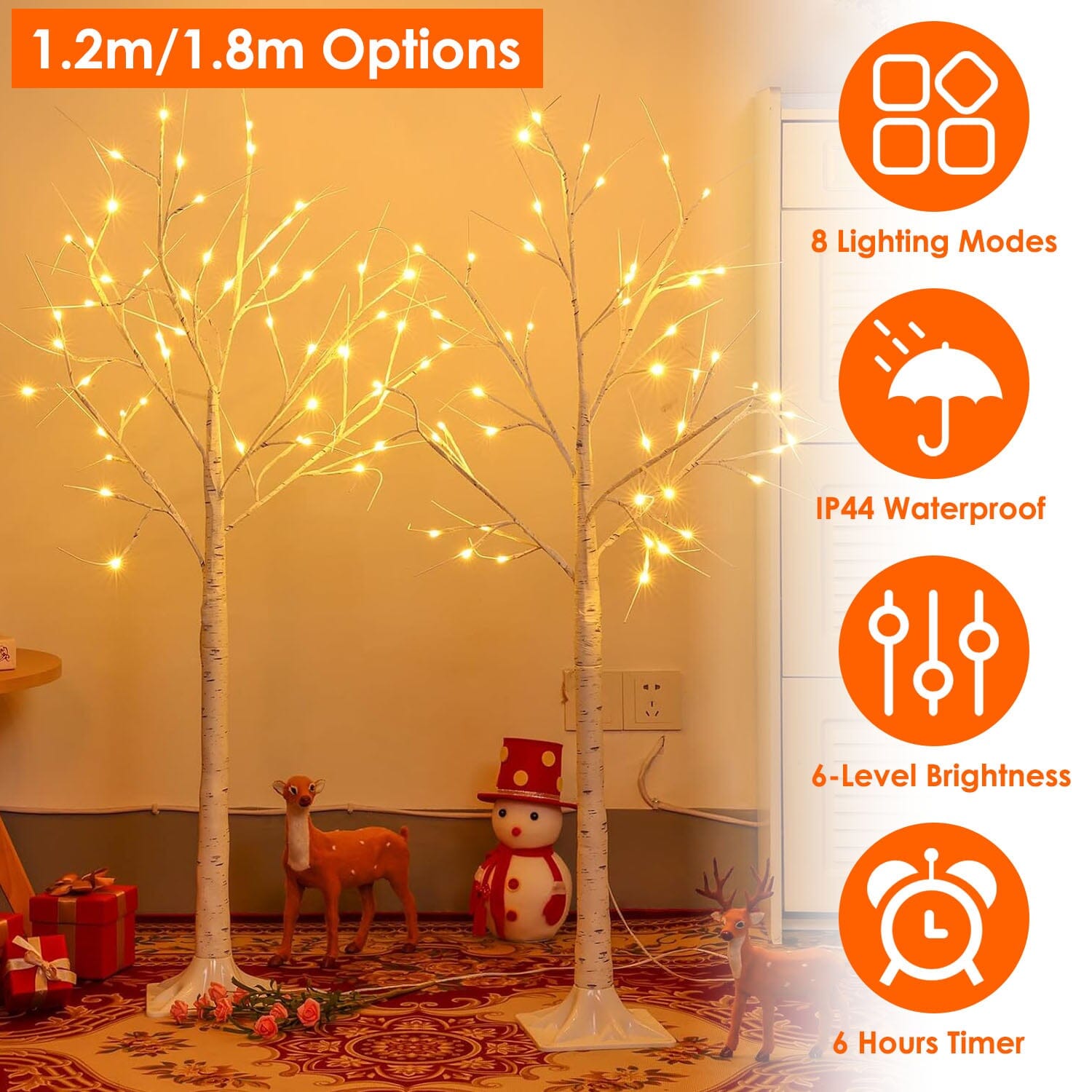 Lighted Birch Tree Artificial White Birch Tree Wig with 8 Warm White Lighting Modes Garden & Patio - DailySale