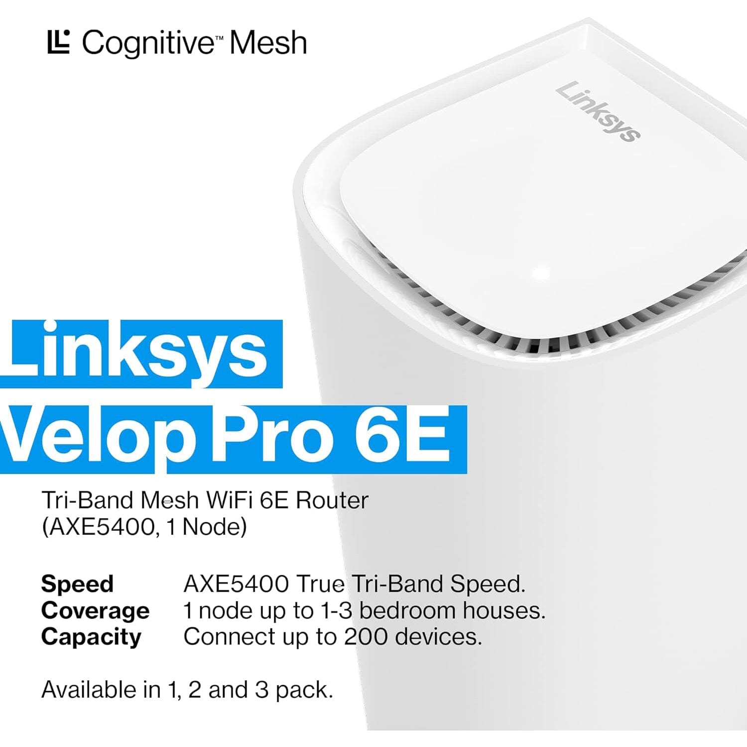 Linksys Velop Pro WiFi 6E Mesh System - Cognitive Mesh Router with 6 Ghz Band Access & 5.4 (AXE5400) Gbps True Gigabit Speed Computer Accessories - DailySale