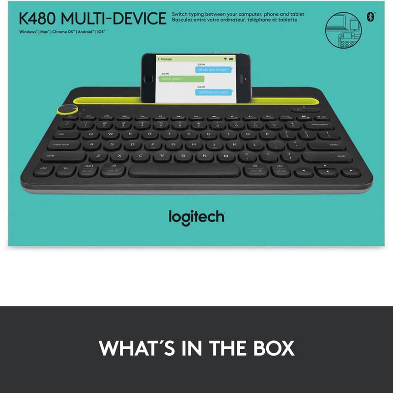 Logitech K480 Bluetooth Multi-Device Keyboard Black Computer Accessories - DailySale