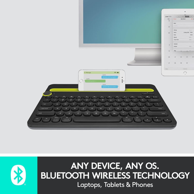 Logitech K480 Bluetooth Multi-Device Keyboard Black Computer Accessories - DailySale