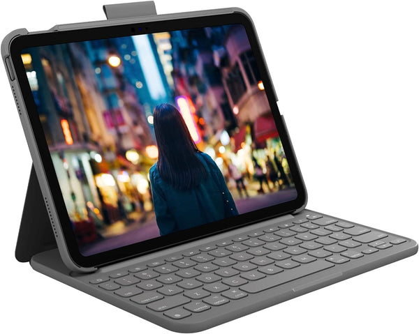 Logitech Slim Folio Bluetooth Keyboard Case for iPad (10th Generation) with Integrated Wireless Keyboard (Refurbished) Computer Accessories - DailySale