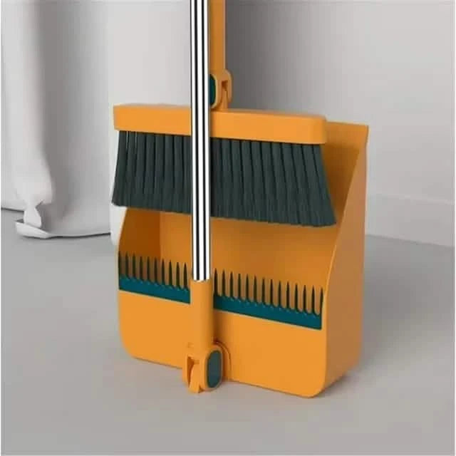 Long Handle Rotating Broom and Dustpan Set with Comb Tooth Everything Else Orange - DailySale