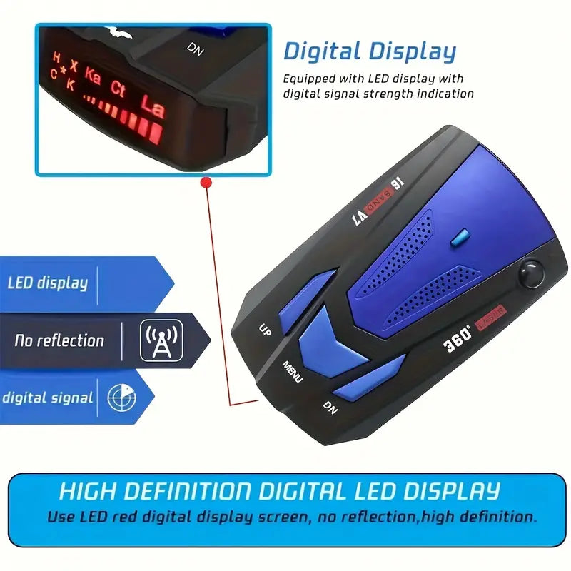 Long Range Car Detection System,City/Hwy Speed Alarm & POP Fast Scan, Automatic 360° Detection With Voice Prompt Automotive - DailySale