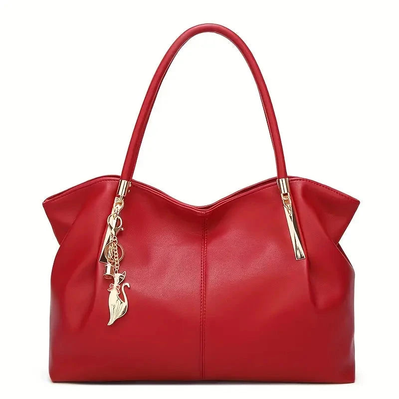 Luxurious Large Capacity Satchel Bag Stylish Top-Handle Design With Pendant Handbags & Wallets Red - DailySale