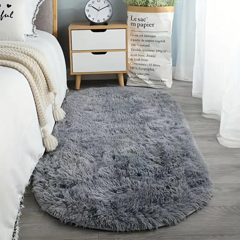 Luxurious Soft Faux Fur Oval Area Rug Furniture & Decor Gray L - DailySale