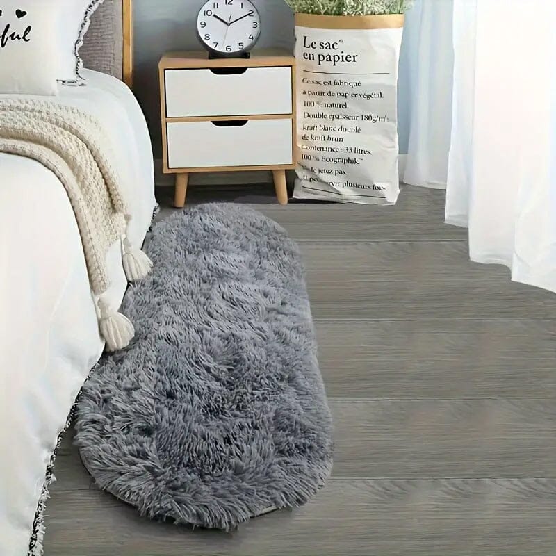 Luxurious Soft Faux Fur Oval Area Rug Furniture & Decor Gray S - DailySale