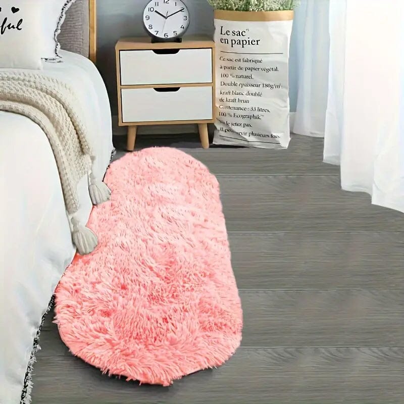 Luxurious Soft Faux Fur Oval Area Rug Furniture & Decor Pink S - DailySale