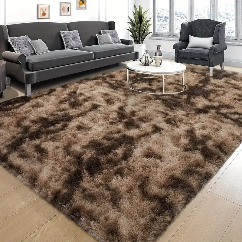 Luxurious Velvet Rectangular Shaggy Plush Carpet Rug Furniture & Decor 64” x 92” Coffee - DailySale