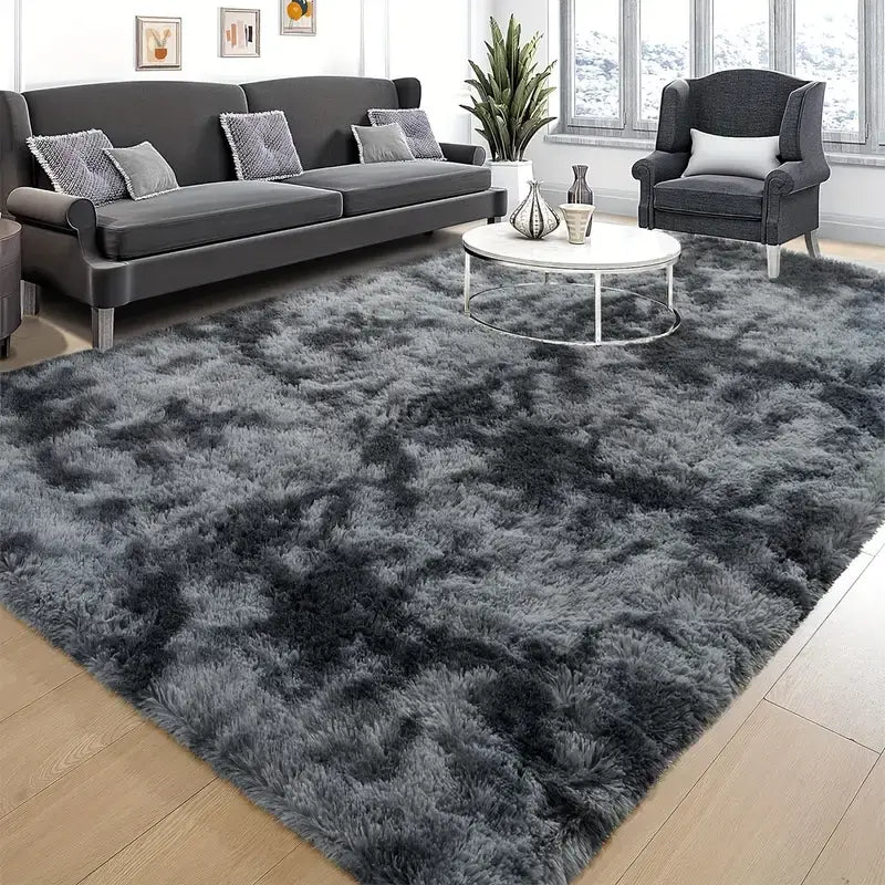 Luxurious Velvet Rectangular Shaggy Plush Carpet Rug Furniture & Decor 64” x 92” Dark Gray - DailySale