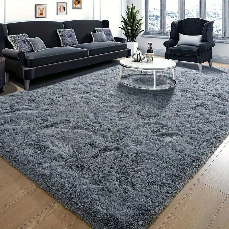 Luxurious Velvet Rectangular Shaggy Plush Carpet Rug Furniture & Decor 64” x 92” Gray - DailySale