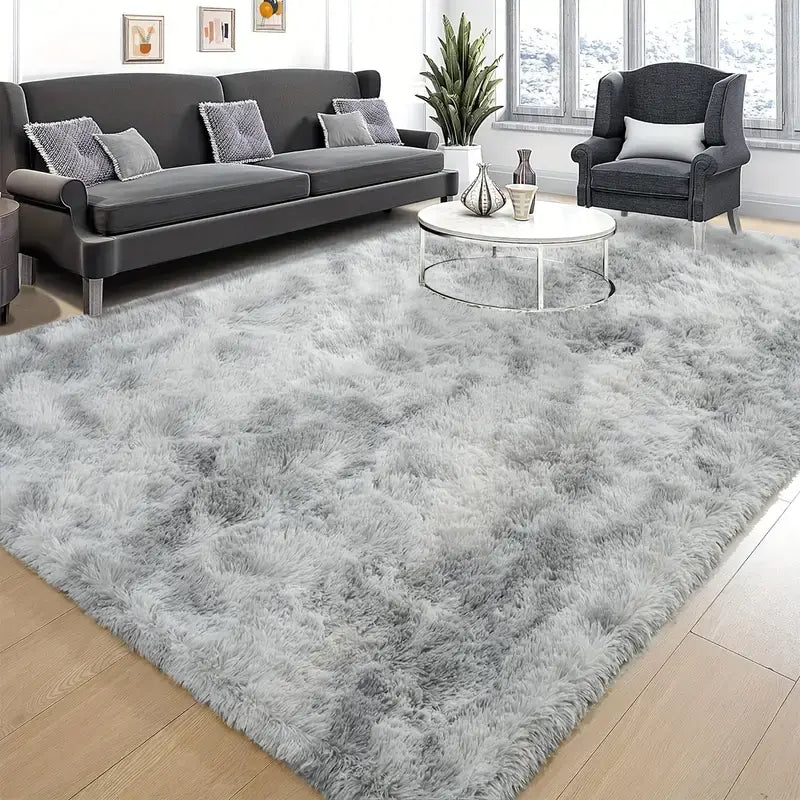 Luxurious Velvet Rectangular Shaggy Plush Carpet Rug Furniture & Decor 64” x 92” Light Gray - DailySale