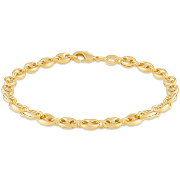 18k Gold Puff Mariner Anklet 10"