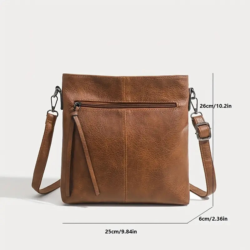 Men's Retro PU Leather Shoulder Bag, Simple Fashion Crossbody Casual Bag with Adjustable Strap Bags & Travel - DailySale