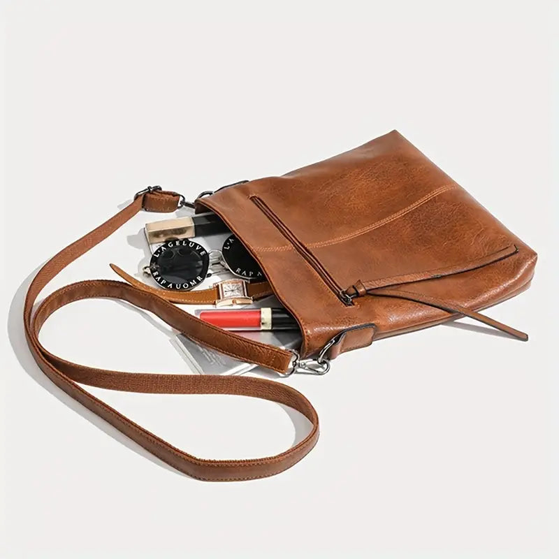 Men's Retro PU Leather Shoulder Bag, Simple Fashion Crossbody Casual Bag with Adjustable Strap Bags & Travel - DailySale