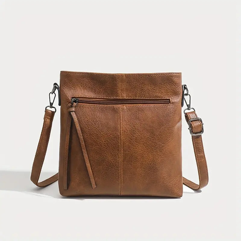 Men's Retro PU Leather Shoulder Bag, Simple Fashion Crossbody Casual Bag with Adjustable Strap Bags & Travel - DailySale