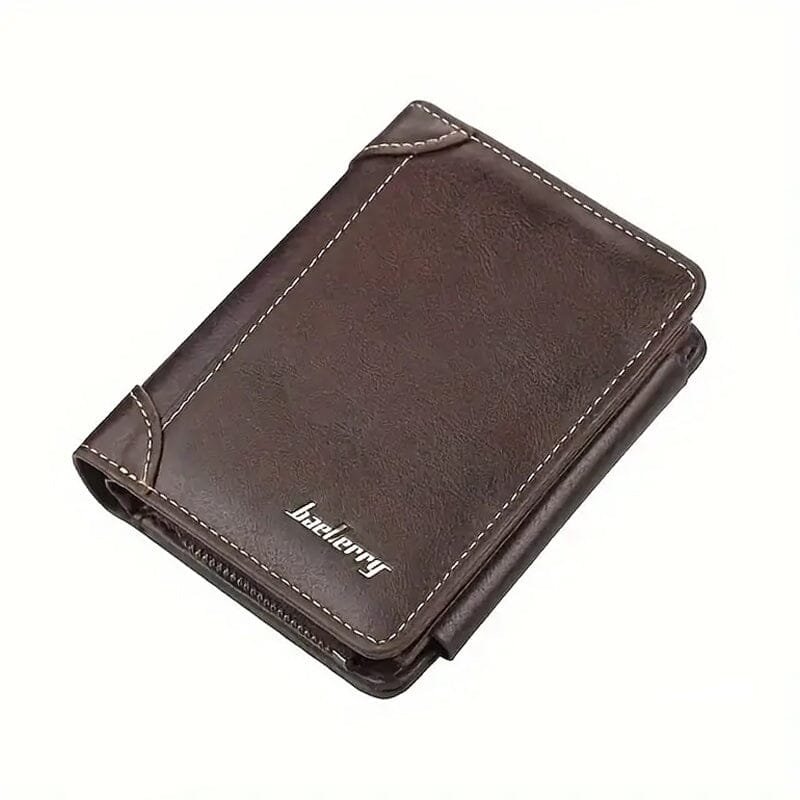 Men's Short Multi-Card Slots Tri-Fold Zipper Coin Pocket Wallet Men's Shoes & Accessories Coffee - DailySale