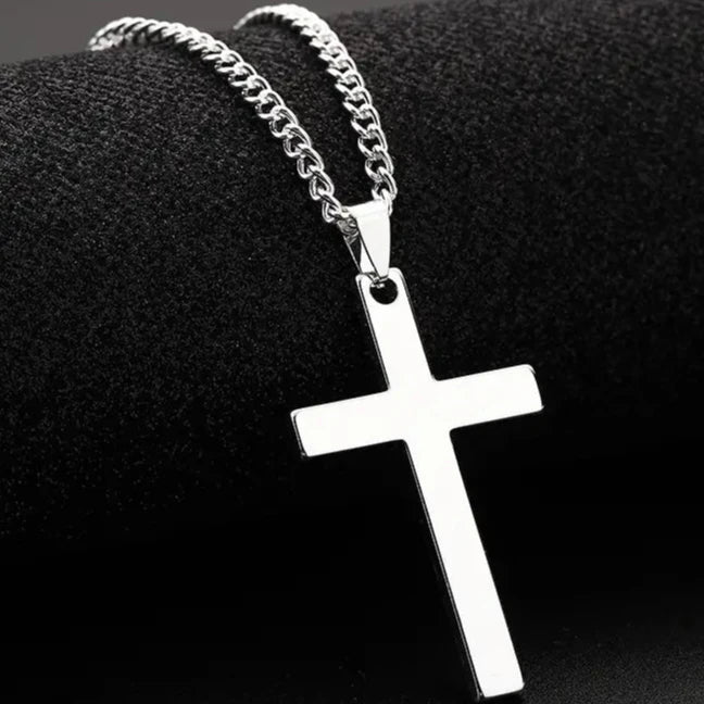 Men's Simple Black Cross Pendant Necklace Necklaces Silver - DailySale