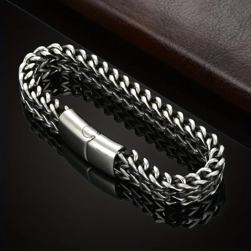 Men's Stainless Steel Braided Bracelet with Magnetic Clasp Bracelets - DailySale