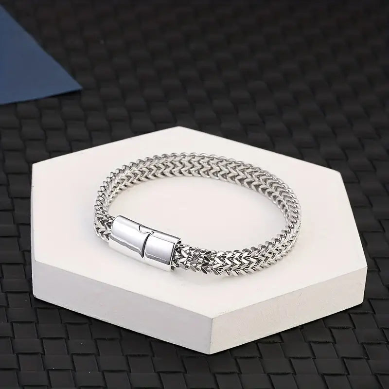 Men's Stainless Steel Braided Bracelet with Magnetic Clasp Bracelets - DailySale