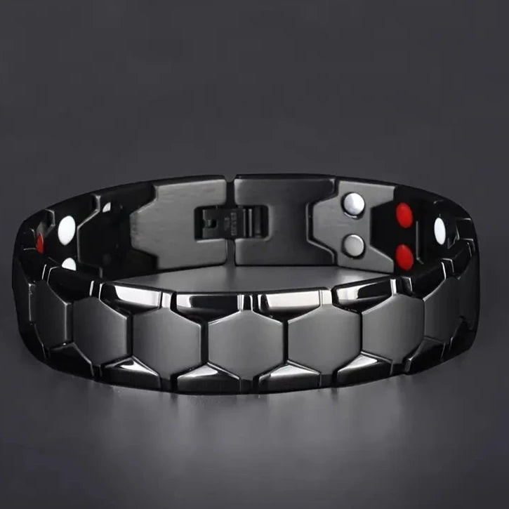 Men's Titanium Magnetic Bracelet 4-in-1 Energy Bracelets Black - DailySale