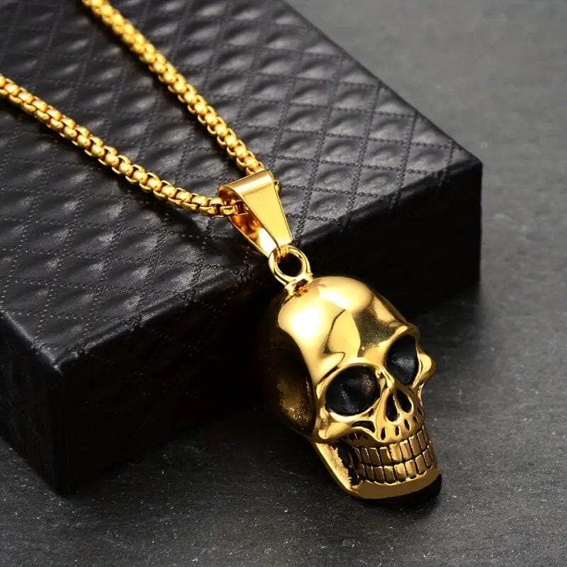 Men's Titanium Steel Skull Necklace Necklaces Gold - DailySale