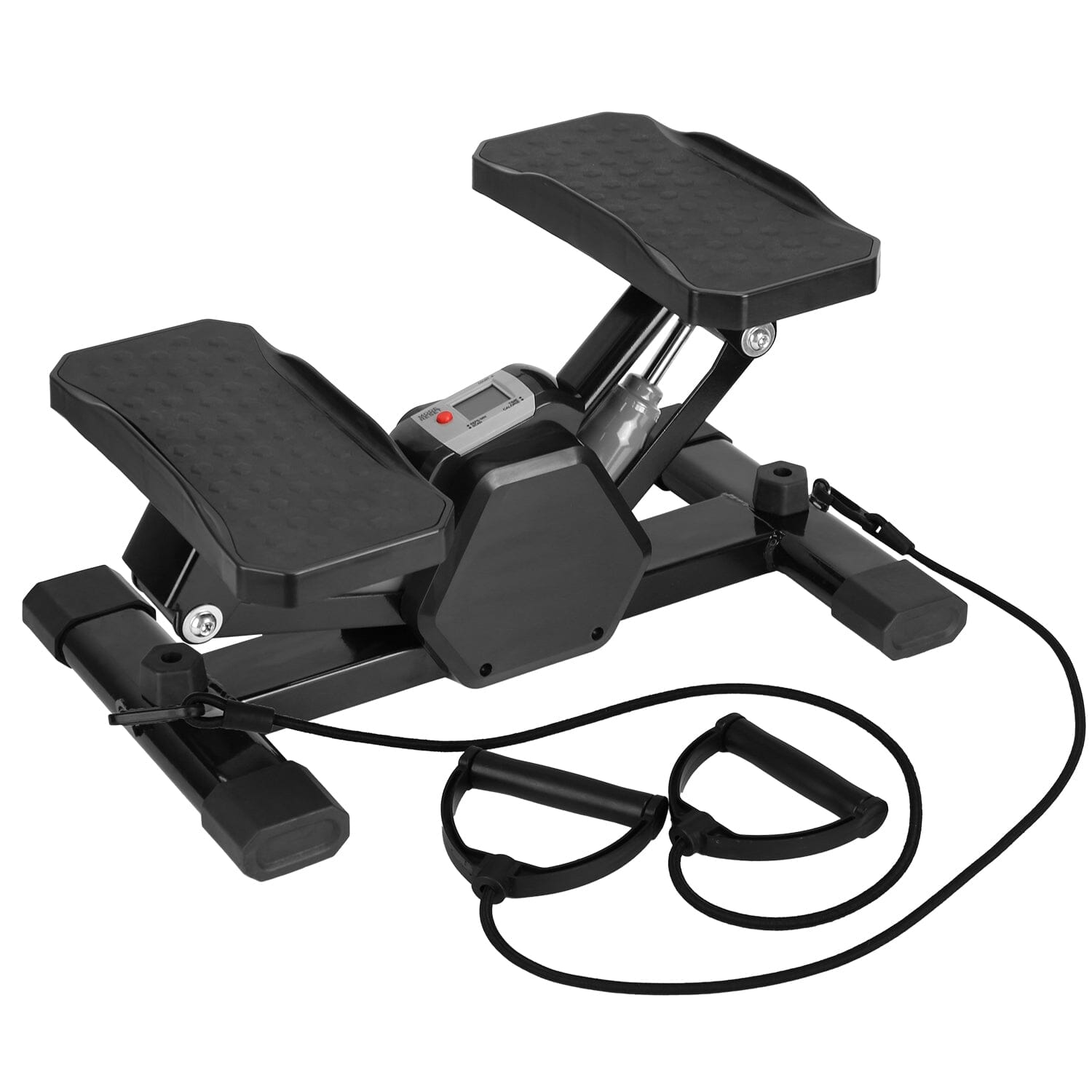 Mini Stepper Stair Stepper with Resistance Bands Quiet Workout with Digital Timer Fitness Black - DailySale