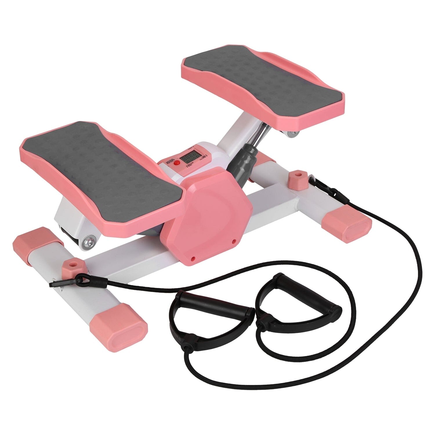 Mini Stepper Stair Stepper with Resistance Bands Quiet Workout with Digital Timer Fitness Pink - DailySale