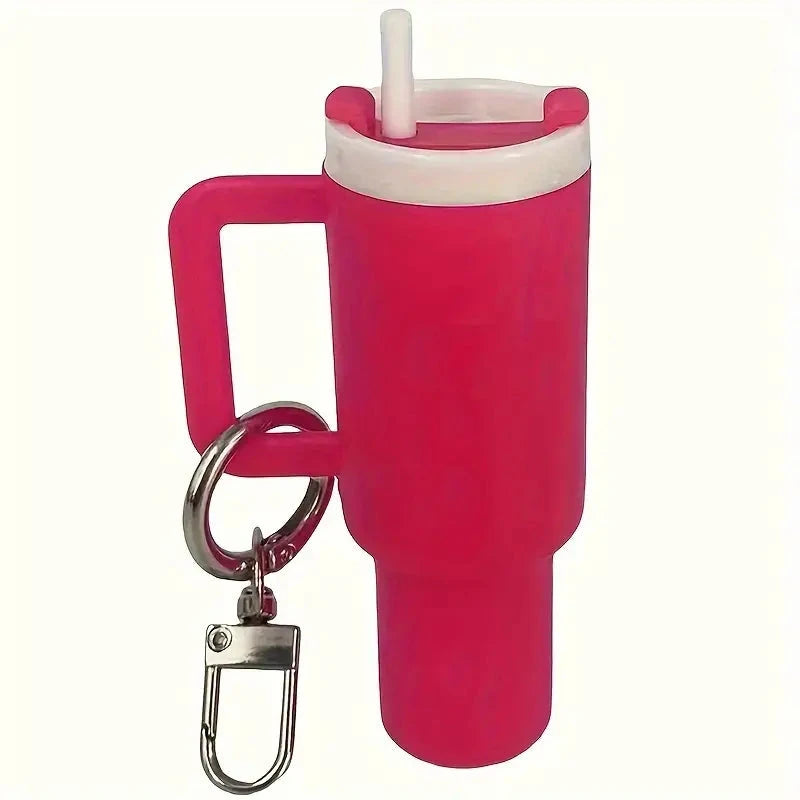 Mini Water Bottle Keychain - Street Style, Plastic Material Everything Else Rose Red - DailySale