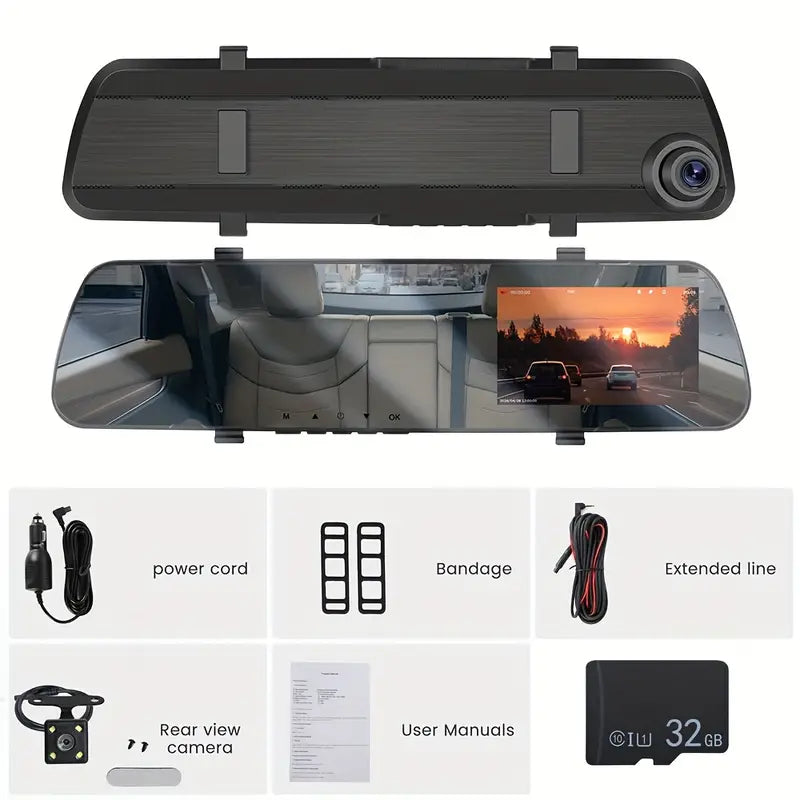 Mirror Dash Cam 4.5 Inch Rear View Mirror 1080P Front and Rear View Dual Cameras Automotive - DailySale