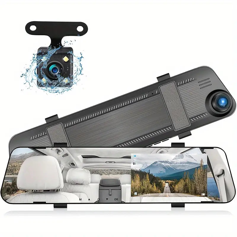 Mirror Dash Cam 4.5 Inch Rear View Mirror 1080P Front and Rear View Dual Cameras Automotive - DailySale