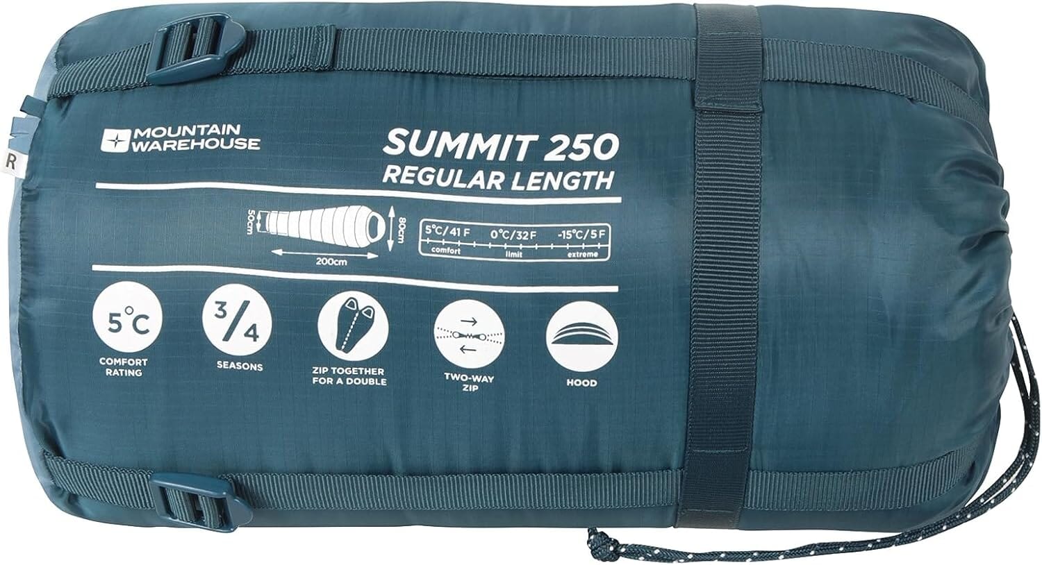 Mountain Warehouse Summit 250 Winter Sleeping Bag - Mummy Shape (Regular Length) Sports & Outdoors - DailySale