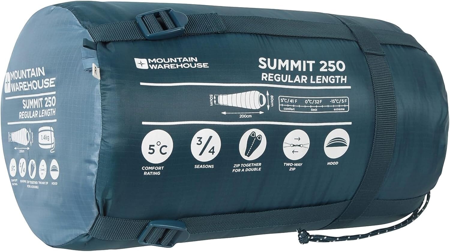 Mountain Warehouse Summit 250 Winter Sleeping Bag - Mummy Shape (Regular Length) Sports & Outdoors - DailySale